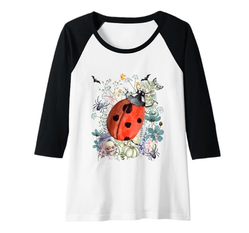 Damen Cottagecore Marienkäfer Halloween Sommerween Aquarell Raglan von Darling Dogz