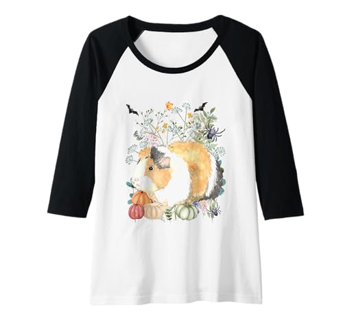 Damen Cottagecore Meerschweinchen Halloween Sommer Haustiere Raglan von Darling Dogz