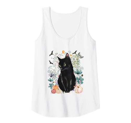 Damen Cottagecore Schwarze Katzen Halloween Sommerween Aquarell Katzen Tank Top von Darling Dogz