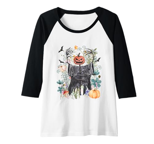 Damen Cottagecore Vogelscheuche Halloween Sommer Aquarell Raglan von Darling Dogz