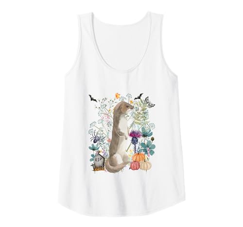 Damen Cottagecore Weasel Halloween Sommerween Aquarell Tiere Tank Top von Darling Dogz