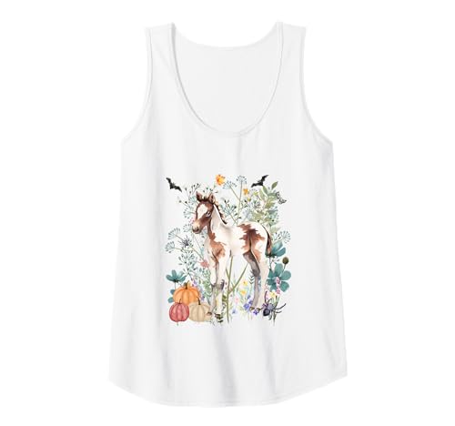 Damen Pony Halloween Summerween Tiere Wildlife Hengst Pferd Tank Top von Darling Dogz