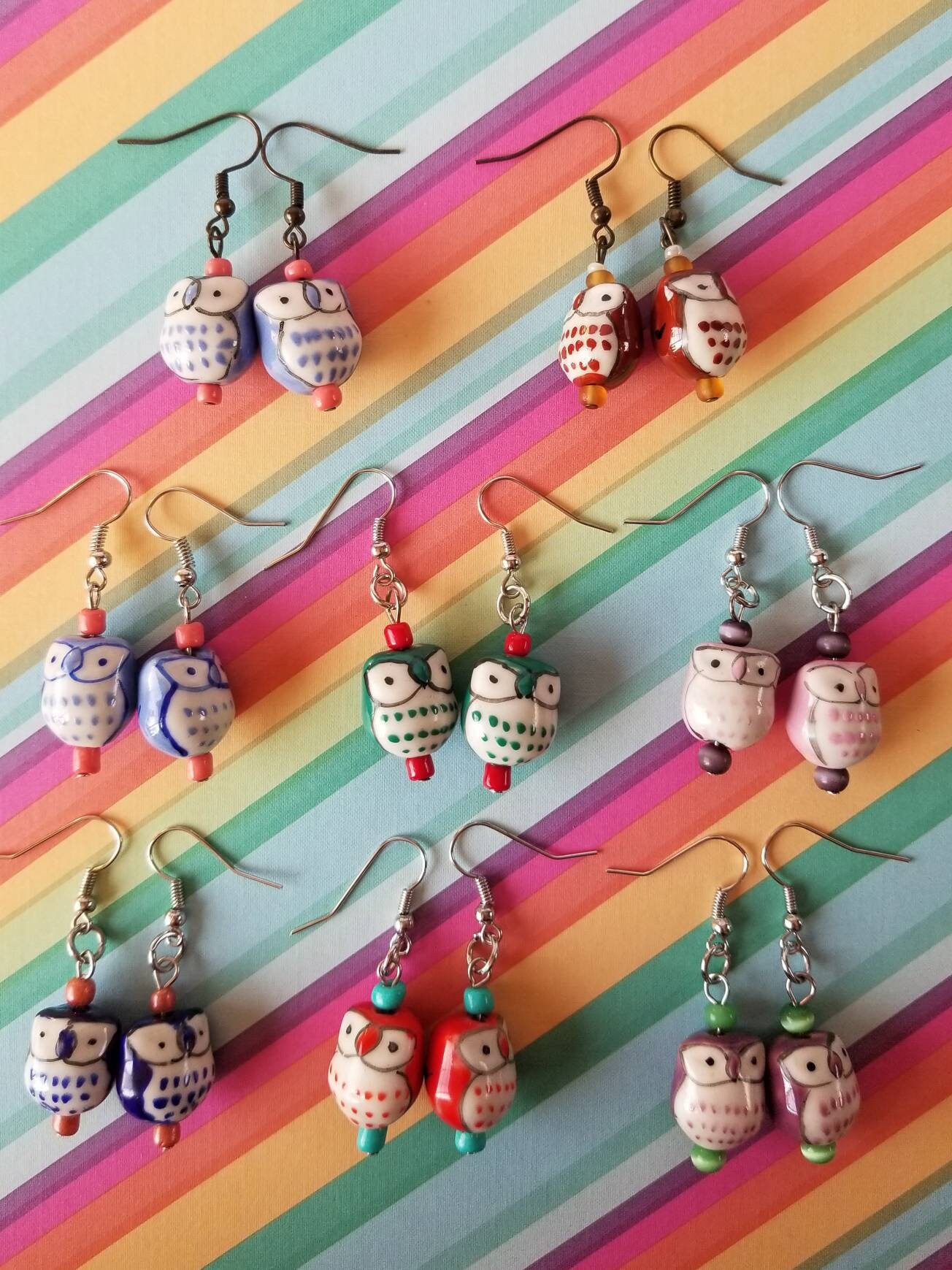 Multi-style Keramik Eulen Ohrringe Multi-style Keramik Eulen Ohrringe von DarlingDanglePinups