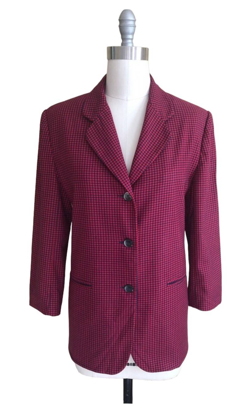 Vintage Karierter Blazer, Label Esprit, Rot Kariert, 80Er Jahre Preppy Style von DarlingDawnVintage