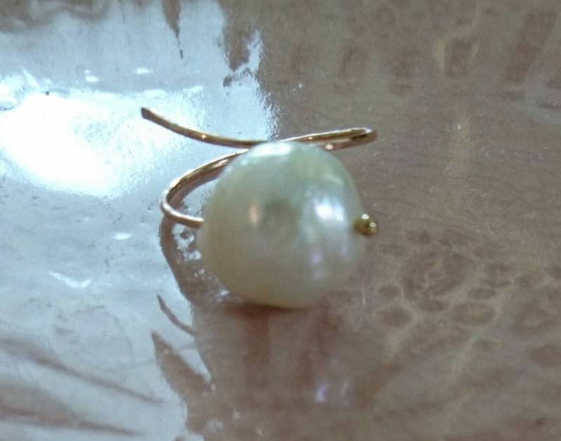 Barock Perlen Ring 14K Rose Gold Filled, Verstellbarer Statement Schmuck von DarlingGolightly