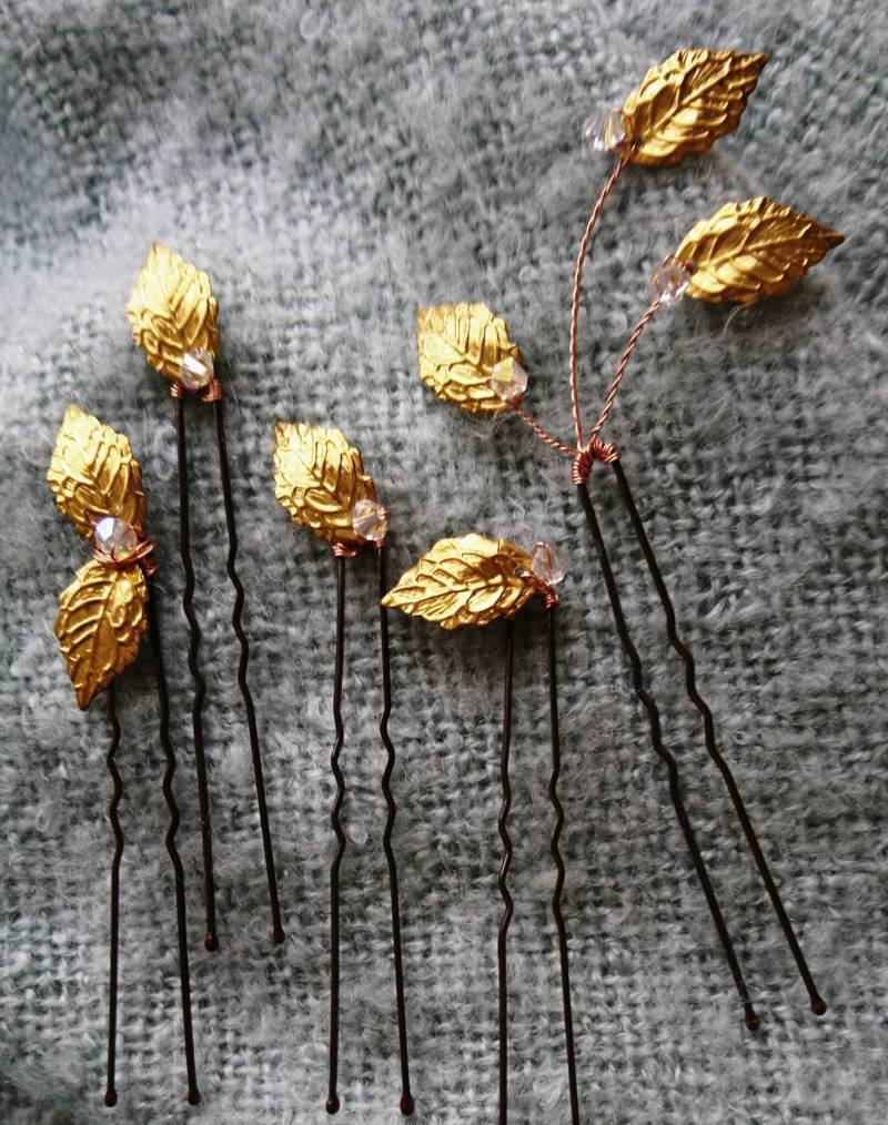Blattgold Haarnadeln, Göttin Haarklemmen, Kostüm, Sommerparty, Hochzeit, Geschenk Für Sie von DarlingGolightly