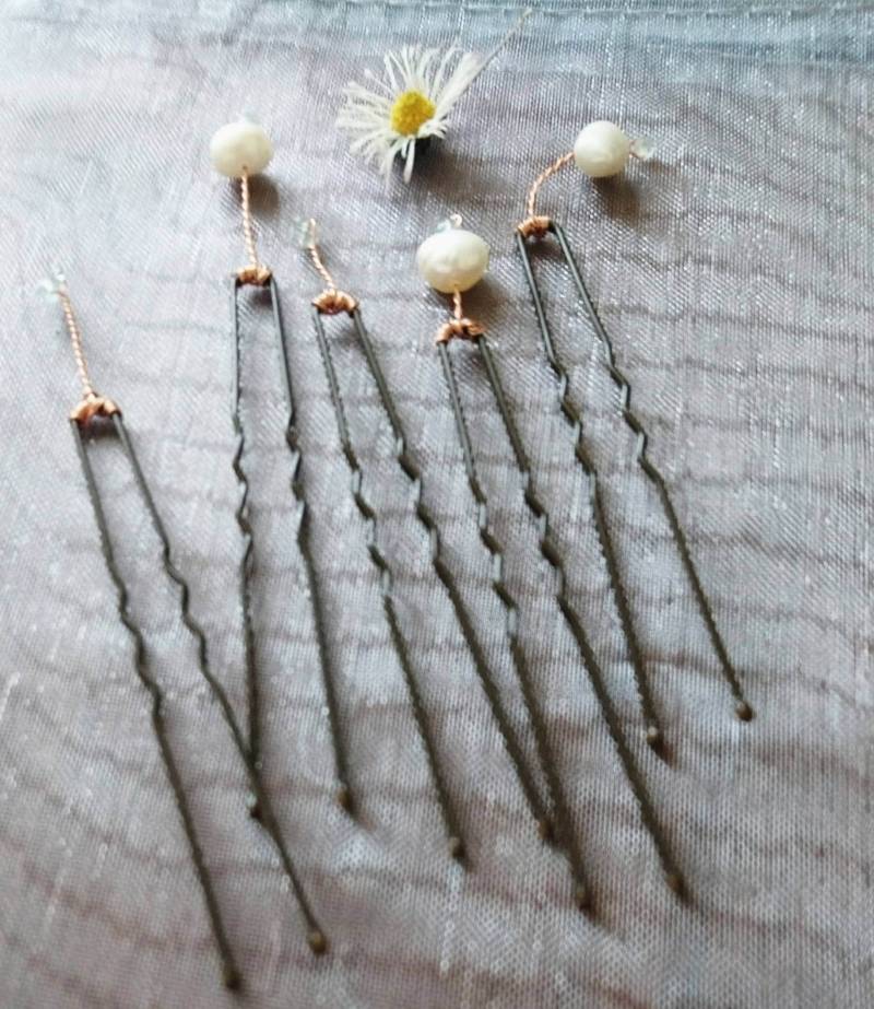 Braut Haarnadeln Perle & Aquamarin, "Something Blue' Geschenk | 5Er Set von DarlingGolightly