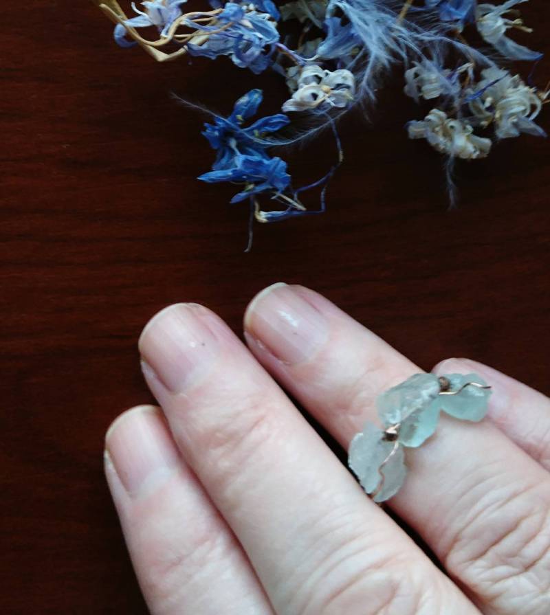 Drei Rohe Aquamarin Rose Gold Draht Ring Und Nugget Perlen Atemberaubende Blauen Edelstein Ring März Geburtstag Weihnachten Einzigartiges Geschenk von DarlingGolightly