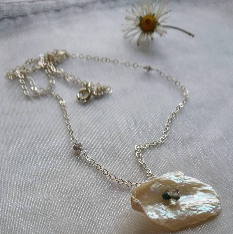 Keishi Perlenkette Sterling Silber Kette, Rohdiamant Akzent von DarlingGolightly