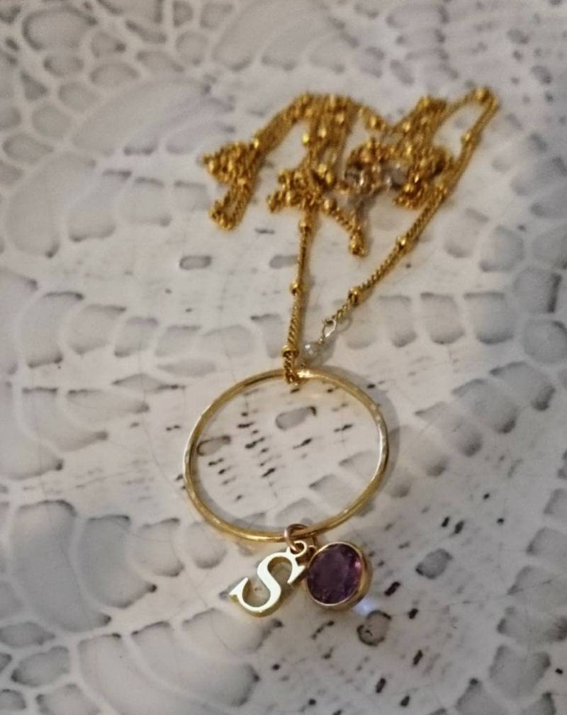Personalisierte Amethyst-Anfangskette Gold Fill-Satellitenkette von DarlingGolightly