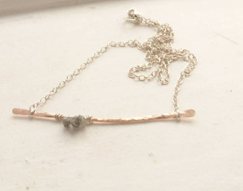 Rohdiamant Bar Halskette Rosegold Gefüllt, Sterling Silber Kette von DarlingGolightly