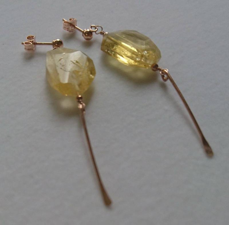 Rohe Citrin Tropfen Ohrringe Rosegold Gefüllt, November Geburtsstein von DarlingGolightly