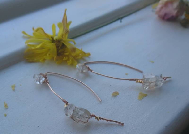 Rosegold Filled Herkimer Diamant & Topas Ohrringe Moderner Handwerker Schmuck von DarlingGolightly
