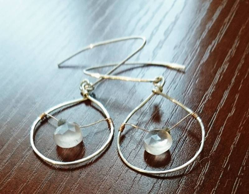 Rosenquarz Tropfen, Rohdiamant, 925Er Silber von DarlingGolightly