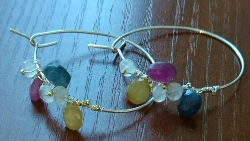 Saphir Mondstein Creolen Sterling Silber Edelstein Schmuck von DarlingGolightly