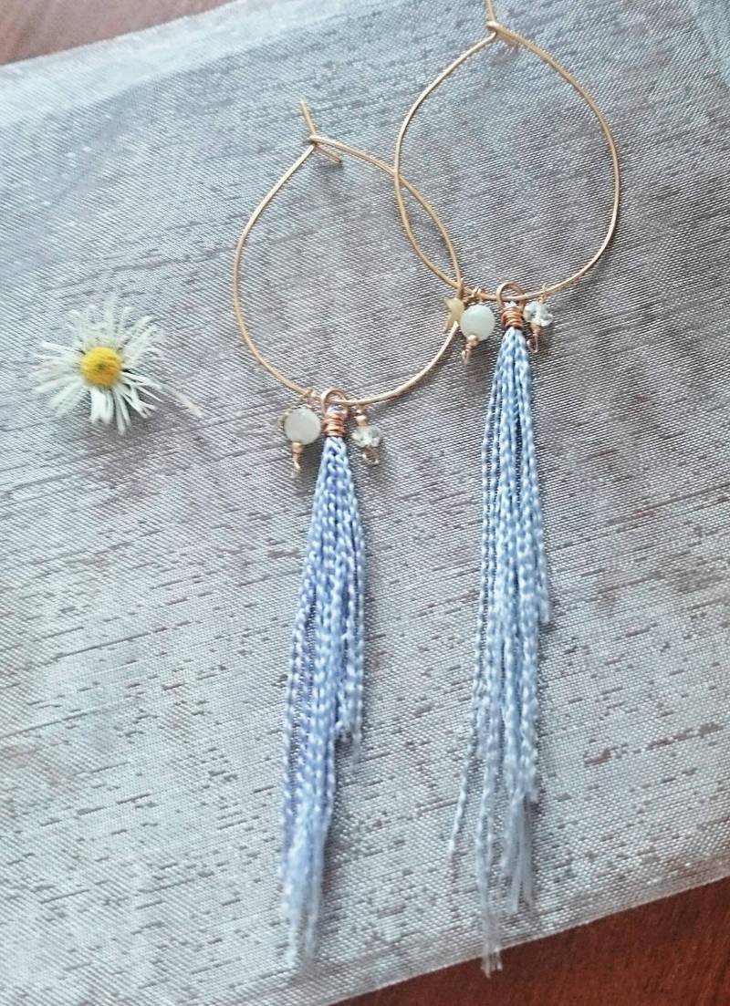 Tassel Reifen Ohrringe Mit Vier Reizen, Austauschbare Ohrringe, Diamant, Mondstein, Stern-Ohrringe, Boho Luxe, Designer-Schmuck, Sommer von DarlingGolightly