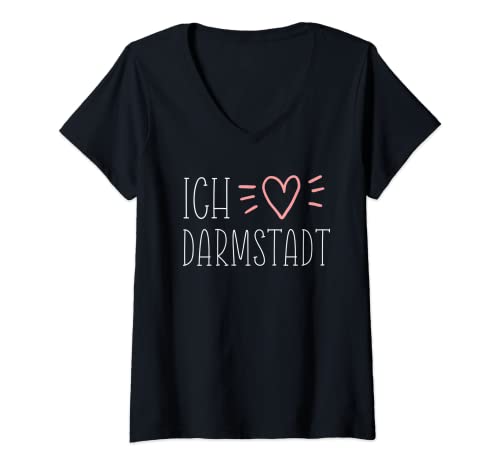 Damen Ich liebe Darmstadt Herz Souvenir Geschenk T-Shirt mit V-Ausschnitt von Darmstadt Souvenir Geschenk Store