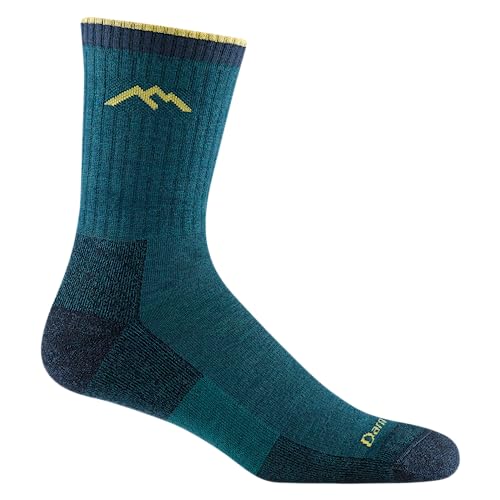 Darn Tough Hiker Midweight Micro Crew Socken mit Kissen, Herrensocken für Wandern und Camping, Stiefelsocken, Dunkles Türkis, Large von Darn Tough