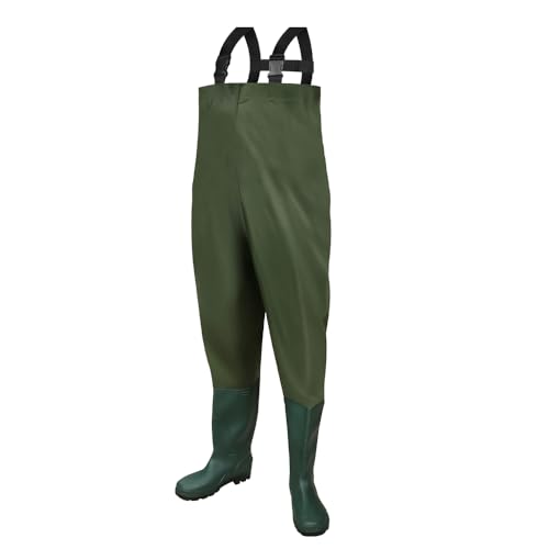 Daromigo Wathose Herren Wasserdicht, Anglerhose Herren 70D PVC Material mit Stiefel, Strapazierfähige Wathose Neopren für Angeln, Wassersport und Outdoor-Abenteuer, Größe(44/45XL) von Daromigo