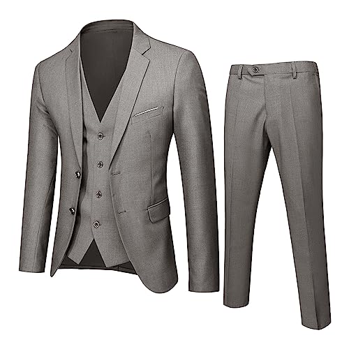 Anzug Herren Slim Fit 3 Teilig Abschluss Männer Anzüge Sakko Hose Weste für Hochzeit Party Herrenmodern Smoking Hosenanzüge Classic Regular Anzug Business Herrenanzug von Darringls