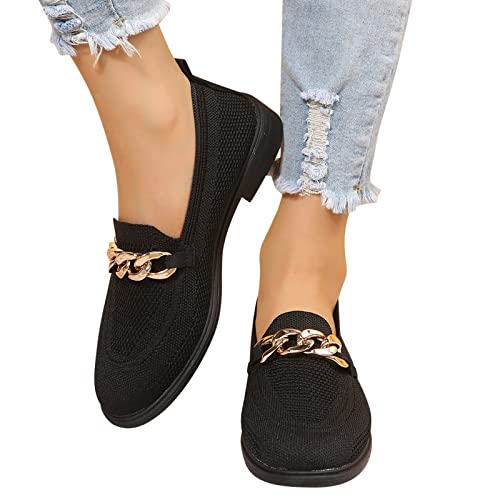 Damen Ballerinas Schwarz Slip On Lackschuhe mit Absatz Classic Arbeitsschuhe Bowknot Spitz Einzelschuhe Freizeitschuhe Einfache Ballettschuhe Loafers Classic Mokassins von Darringls