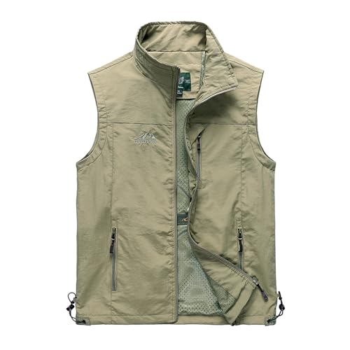 Darringls Anglerweste Herren Outdoor Anglerweste Atmungsaktiv Arbeitsweste Herren Freizeitweste Hundesport Weste Mit Vielen Taschen Jagd Trekking Wander Camping Safari Ärmellose Jacke von Darringls