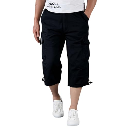 Darringls Cargo Shorts Herren 3/4 Hose Kurz Chino Cargoshorts mit Multi Taschen Bermuda Sommershorts Bequem Jogging Kurzen Outdoor Abenteuer Kurze Wanderhose für Vatertag von Darringls