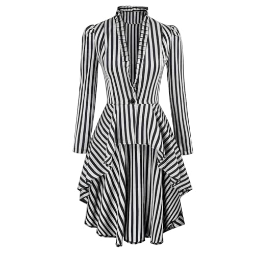 Darringls Damen Steampunk Viktorianische Jacke, Faltenrock Mittelalterkleid Elegant Rockabilly Kleid Mittelalter Vintage Gothic Frack Langarm Smoking Hemd Karneval Petticoat von Darringls