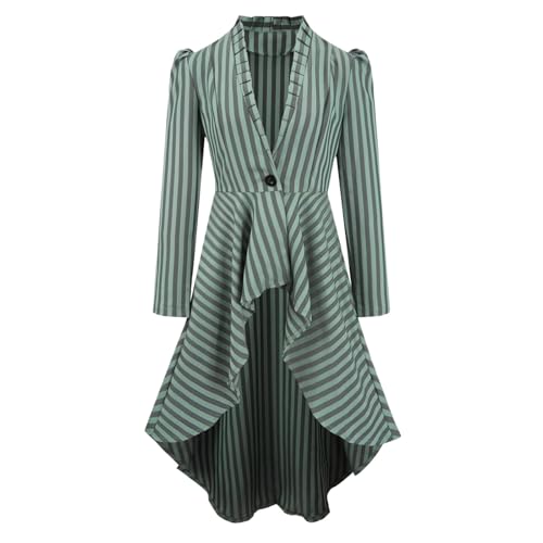 Darringls Damen Steampunk Viktorianische Jacke, Mittelalter Vintage Gothic Frack Langarm Smoking Hemd Karneval Petticoat Faltenrock Mittelalterkleid Elegant Rockabilly Kleid von Darringls