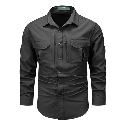 Darringls Dünnes cargojacke Herren Vintage Einfarbig Übergangsjacke mit Taschen Fliegerjacken Slim Fit Blouson Bomberjacke Atmungsaktiv Armeejacke Leicht Wanderjacke Casual Feldjacke von Darringls