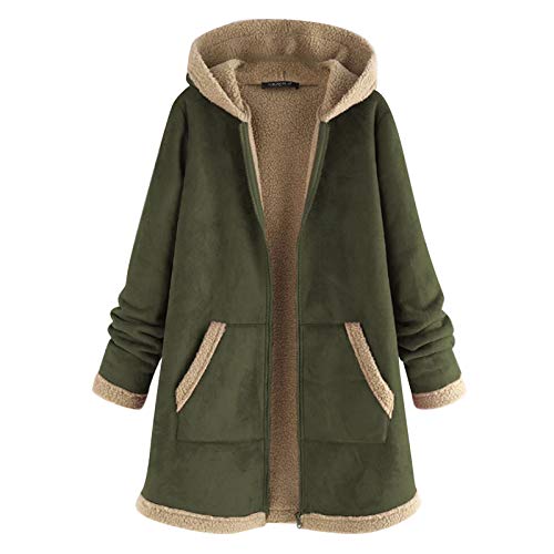 Darringls Fleecemantel Damen Lang Herbst Schwarz Winter Fleece Jacke Mantel Plüsch Plüschjacke Plüschmantel Fleecejacke Wintermantel Herbstmantel Herbstjacke Winterjacke Kapuzenjacke von Darringls