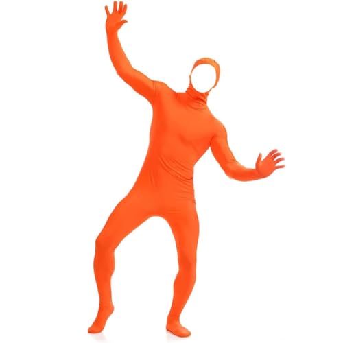 Darringls Ganzkörperanzug Damen Herren Orange Anzug Zentai Suit Halloween Ganzkörper Slenderman Kostüm Jugendliche Bodysuit Man Catsuit Unisex von Darringls