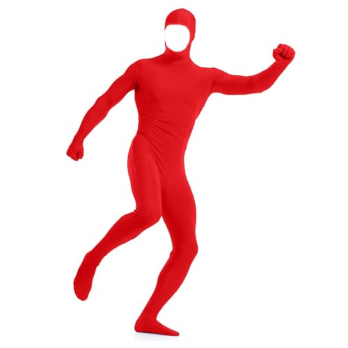 Darringls Ganzkörperanzug Damen Herren Orange Anzug Zentai Suit Halloween Ganzkörper Slenderman Kostüm Jugendliche Bodysuit Man Catsuit Unisex von Darringls