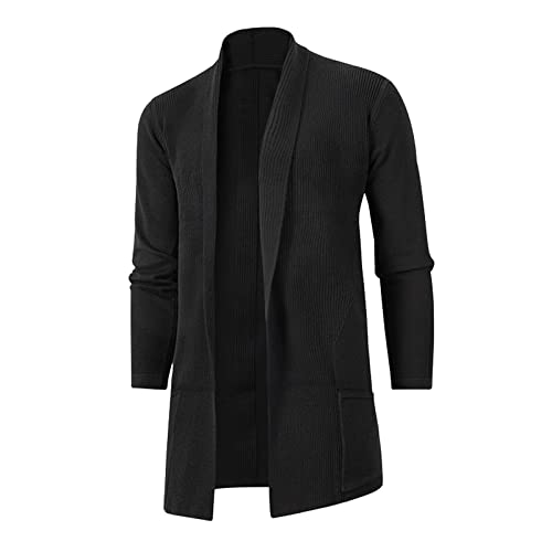 Darringls Herren Jacke Long Open Edge Cardigan Lange Sweatjacke Slim Fit Baumwolle Hemd Oversize Long Fit Herrenhemd Baggy Herren Angenehme Übergangsjacke Für Männer Leichte Langarmhemd von Darringls