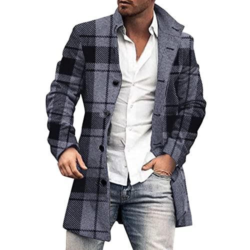 Darringls Herren Mantel Wintermantel Slim Fit Wollmantel Lange Trenchcoat Jacken Wintermantel Business Herrenmantel Herren Mantel Slim Fit Lang Wollmantel Business Trenchcoat von Darringls