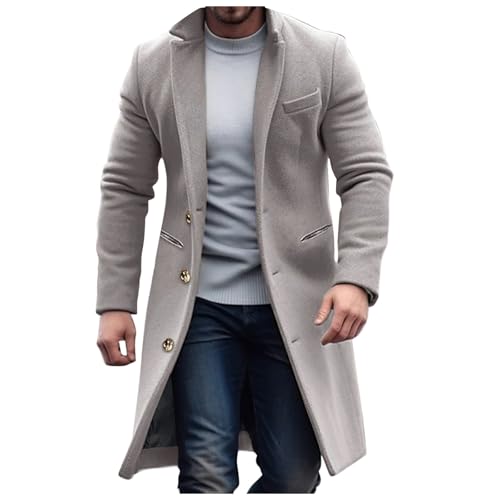 Darringls Herren Mantel Wintermantel Slim Fit Wollmantel Lange Trenchcoat Jacken Wintermantel Business Herrenmantel Herren Mantel Slim Fit Lang Wollmantel Business Trenchcoat von Darringls