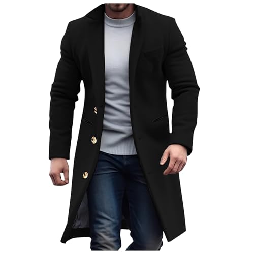 Darringls Herren Mantel Wintermantel Slim Fit Wollmantel Lange Trenchcoat Jacken Wintermantel Business Herrenmantel Herren Mantel Slim Fit Lang Wollmantel Business Trenchcoat von Darringls
