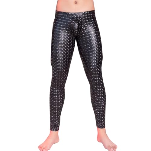 Darringls Herren Öl Glänzend Leggings Sport Glossy Glatte Nylon Strumpfhosen Hose Stretch Sport Kompressionshose Fitness Laufhose Unterhose von Darringls