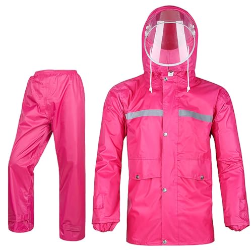 Darringls Herren Regenanzug Reflektierender 100% Wasserdichter Anzug Outdoor Regenmantel Winddicht Regenjacke Jacke Und Hose 2-Teiliger Regenmantel Reflexstreifen Regenjacke Mit Kapuze Und Regenhose von Darringls