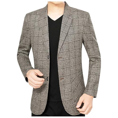 Darringls Herren Sakko Vintage Herren-Slim-Fit-Blazer 2 Knöpfen Karierter Anzugsjacke Leichte Jacken Freizeit Sportlich Blazer Jackett Formelle Business-Anzugjacken Karierte Anzugjacke von Darringls