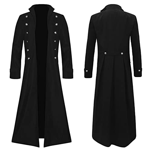 Darringls Herren Steampunk Frack Mantel Gothic Mittelalter Uniform Halloween Frack Renaissance Piraten Vampir Party Cosplay Mittelalter Viktorianische Herren Gothic Lange Smoking Mantel von Darringls