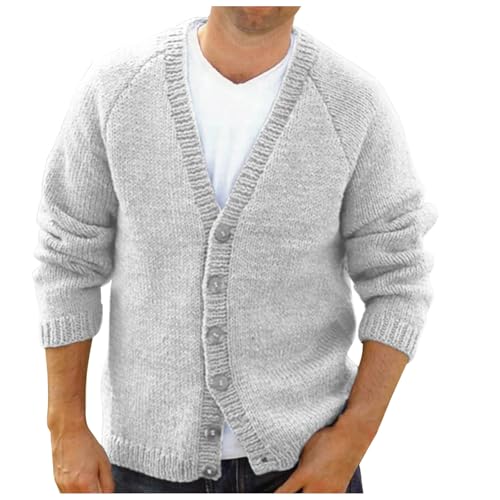 Darringls Herren Strick-Jacke Slim Fit Grobstrick Moderner Cardigan Freizeit Winterjacke Mit Button Down Warm Sweatjacke Ohne Kapuze Freizeitjacke Langarm Cardigan Herren Pulli Jacke von Darringls