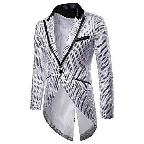 Darringls Herren Vintage Pailletten Frack Smoking Jacke Männer Funkelnde Frack Blazer Vintage Mittelalter Viktorianischen Uniform Karneval Fasching Halloween Cosplay Fit Anzug Fasching Kostüm von Darringls