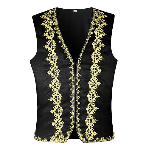 Darringls Herren Zirkusdirektor Kostüm Weste Arabischer Prinz Weste Gilet Ärmellos Open Front Jacke Herrenweste Mottoparty Silvester Karneval Outfits von Darringls