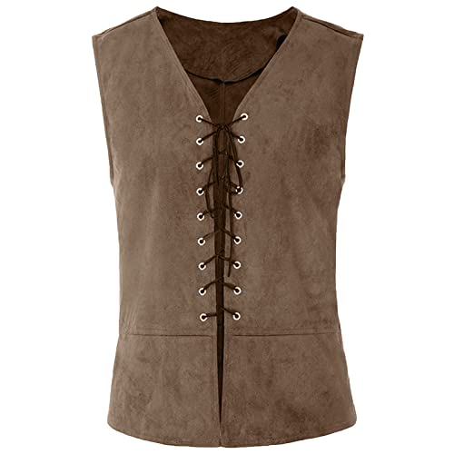 Darringls Jungen Arabischer Prinz Weste Herren Ärmellos Freizeitweste Sommer Karneval Kleidung Mittelalter Steampunk Vest Gothic Kostüm Offene Waistcoat Party Glitzer Weste von Darringls