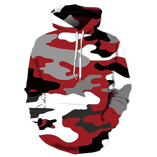 Darringls Kapuzenpullover Herren Hoodie Camouflage Workerhoodie Kapuzenpulli Sweatshirt Mit Kapuze Männer Baumwolle Volle Größe Hoody Größe hochwertig und sehr Soft Camouflage Himmelblaul,Army Grün von Darringls