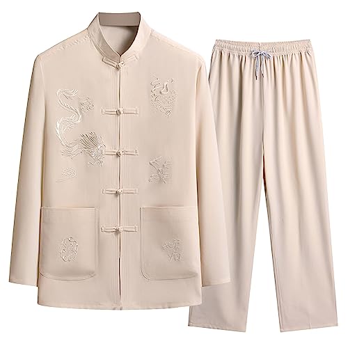 Darringls Kung Fu Anzüge Sets Herren Chinesischer Tang Anzüge Hanfu Kampfsport Kleidung Hemd Oberteile Hosen Traditionell Wing Chun Taichi Uniform von Darringls