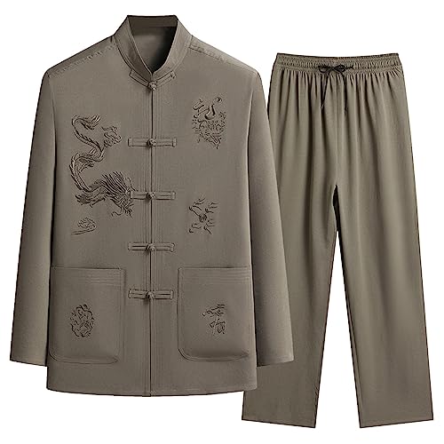 Darringls Kung Fu Anzüge Sets Herren Chinesischer Tang Anzüge Hanfu Kampfsport Kleidung Hemd Oberteile Hosen Traditionell Wing Chun Taichi Uniform von Darringls