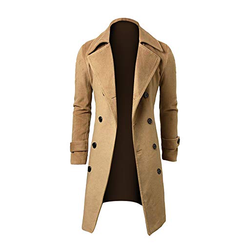 Darringls Lang Wollmantel Herren Winterjacke Trenchcoat Elegant Wintermantel Slim Fit Kunstfell Wollmantel Stehkragen Business Herrenmantel Lange Windbreaker Jacke Herbst Winter Freizeitmantel von Darringls