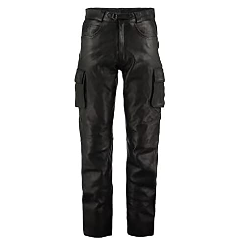 Darringls Lederhose Herren Übergrösse Lederhosen Schwarz Lang Motorradhosen Vintage Trachtenlederhose-Lederjeans-Bikerjeans Lackleder-Hose Rockerjeans Motorrad Biker Hosen Arbeitshosen von Darringls